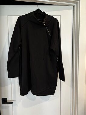 Black Asymmetric Zip Tunic Sweatshirt plus 2xl